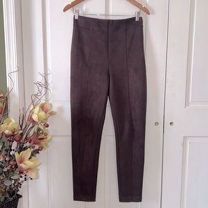 ANN TAYLOR Brown Faux Suede Side Zip Ankle Pants Size 6 ~ Like New!